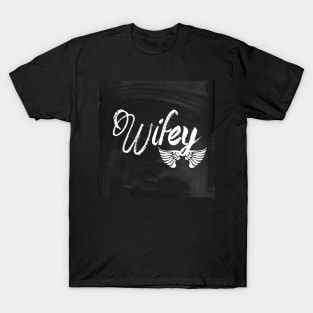 1980s chalkboard typography scripts honeymoon Mrs bride wifey T-Shirt